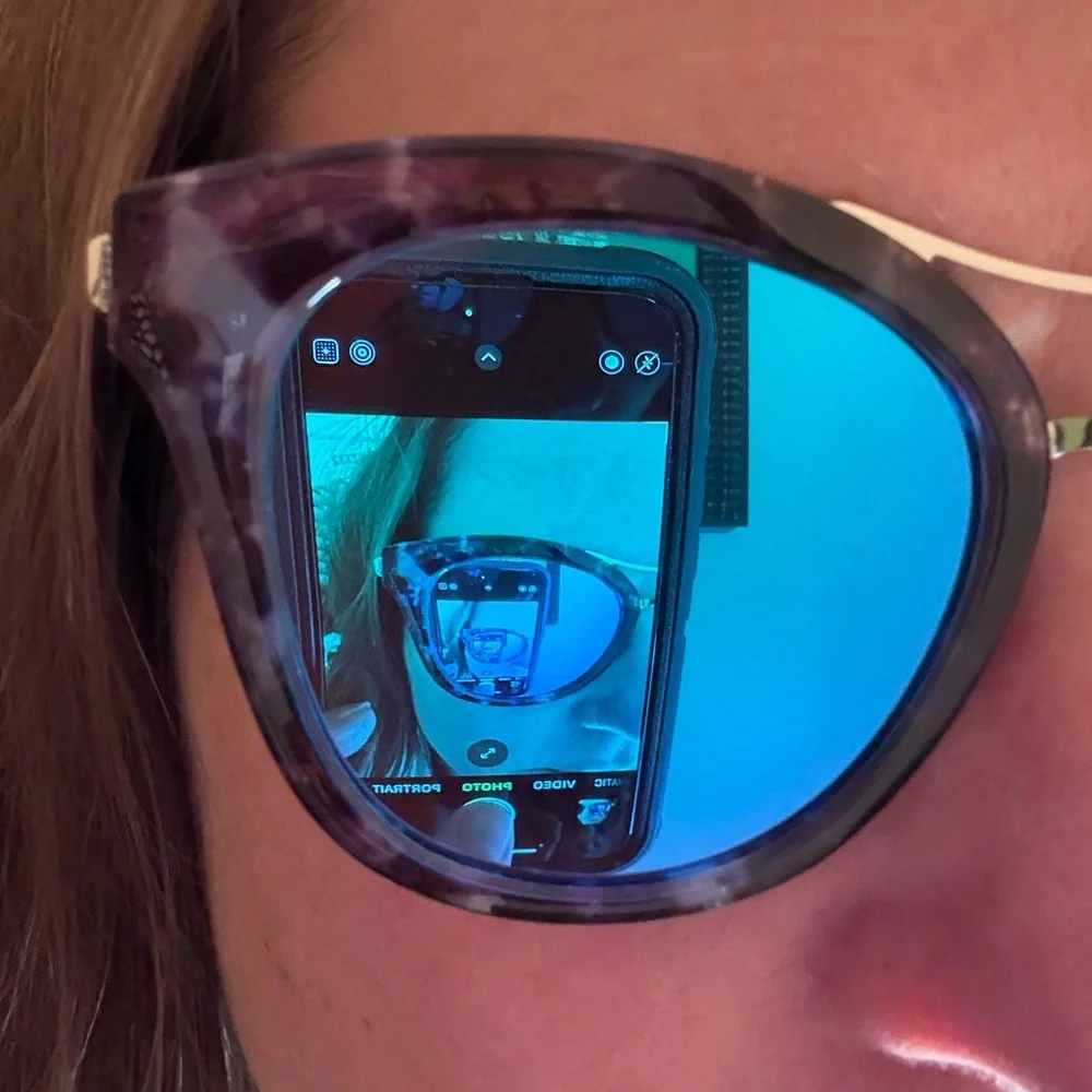 Guess Purple Marble Sunglasses with Blue Mirrored Lenses